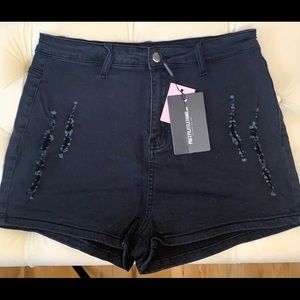 Black jean shorts